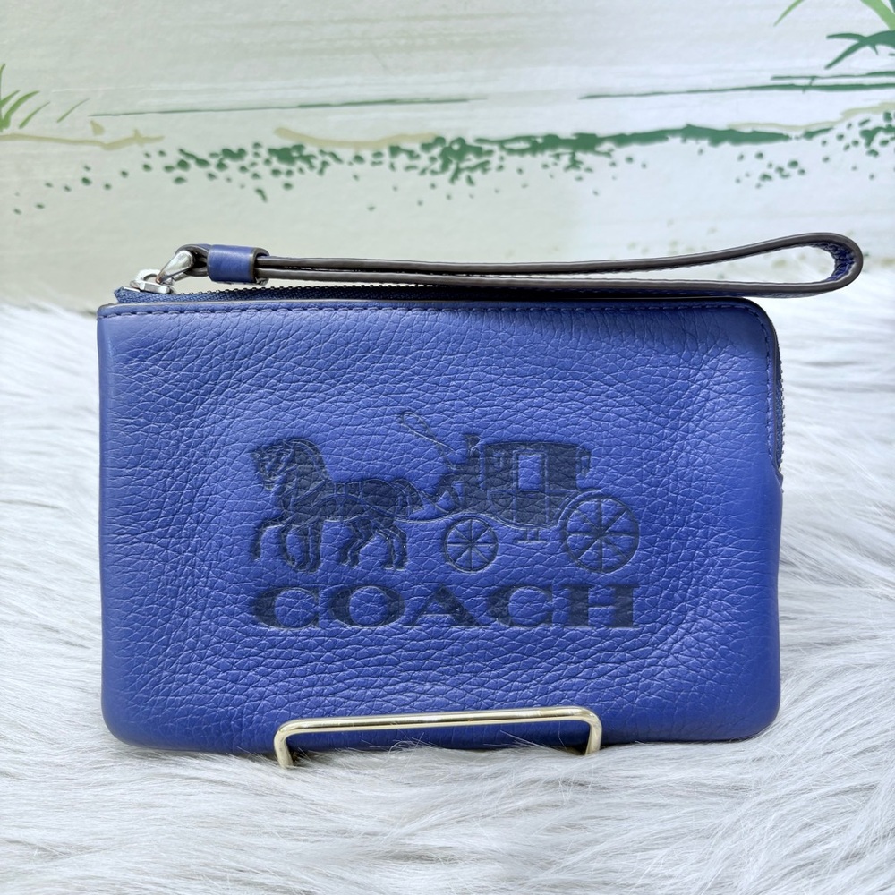 COACH Embossed Horse & Carriage L-Zip Wristlet